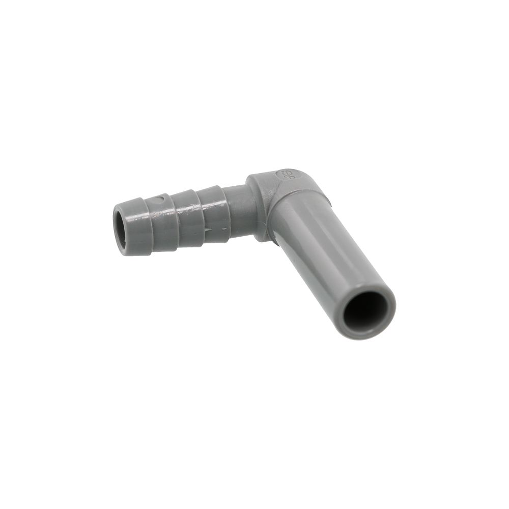 John Guest Stem Elbow Barb Connector  - 3/8 OD Stem x 5/16 ID Barb