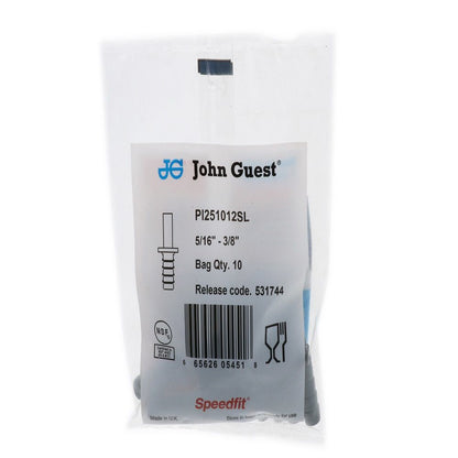 John Guest Stem Barb Connector  - 5/16 OD Stem x 3/8 ID Barb [Long]