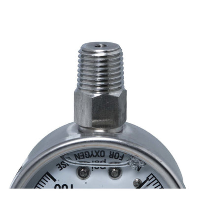 Water Pressure Gauge 100 PSI, 1/4" MPT, 2.0" Plastic Dial, Lower Mount, SS Case