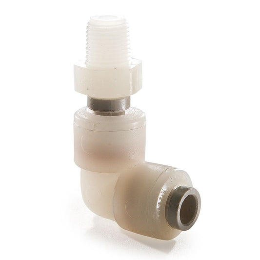 Kynar PVDF Male  Elbow Swivel - 3/8 x 1/4 NPTF