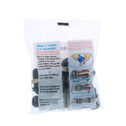 John Guest Bulkhead Connector BLACK ACETAL - 10mm x 10mm