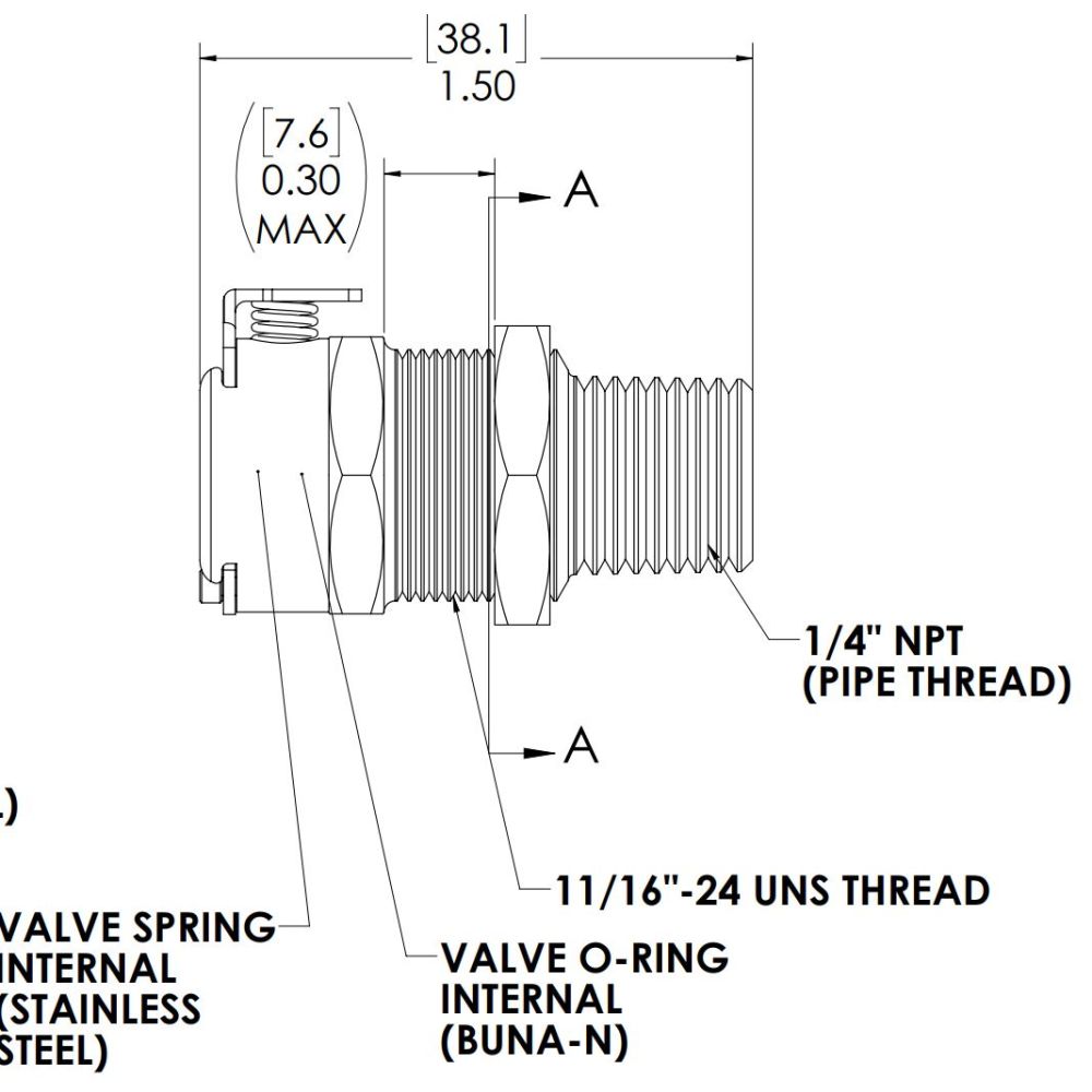 LinkTech 40CB Series Panel Mt. Female, Male Thread, Valved, 1/4" MNPT, Chrome Brass, Buna N