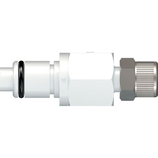 LinkTech 40AC Series Straight Male, Valved, 1/4" PTF, Natural Acetal, Buna N