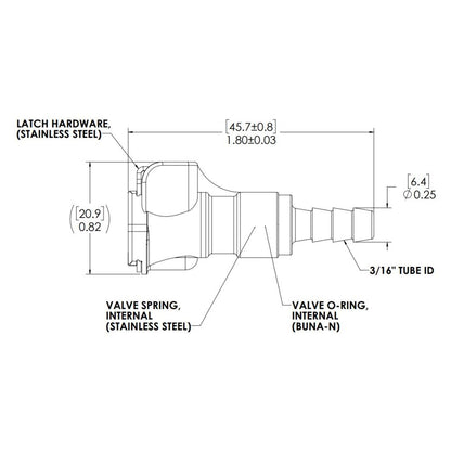 LinkTech 20AC IL Socket, Valved, 3/16" HB