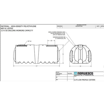 Norwesco 1175 Gallon Low Profile Tank 44405