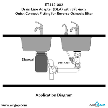 DLA-12 Drain Line Adapter - 3/8" Push-in for Air Gaps
