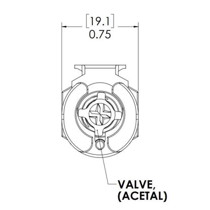 LinkTech 40AC Series Panel Mt. Female, Valved, 1/4" HB, Natural Acetal,