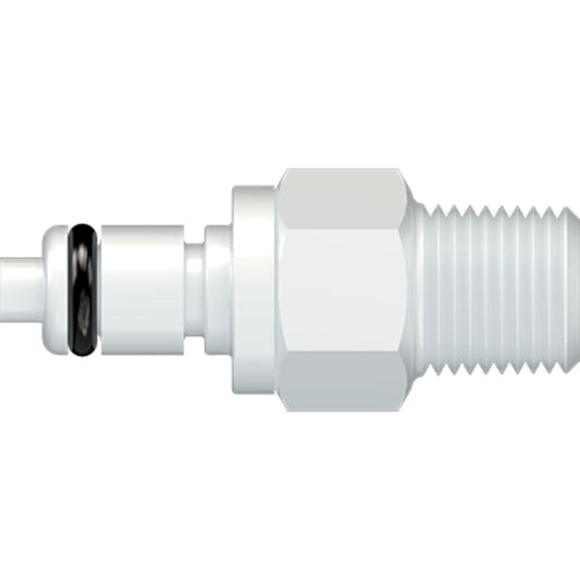 LinkTech 20AC Series Male Thread Male, Valved, 1/4" MNPT, Natural Acetal, Buna N