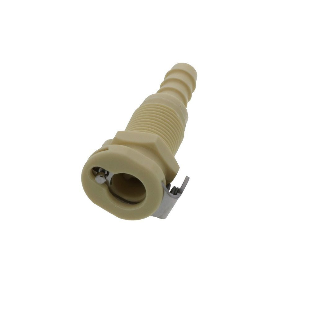 PMCD160412 Valved Panel Mount Hose Barb Coupling Body 1/4 ID Barb