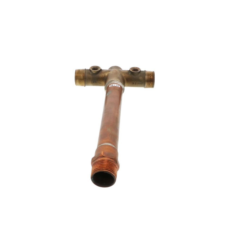 Brass Tank Cross 1" x 3/4" x 10" w/ 2 Taps