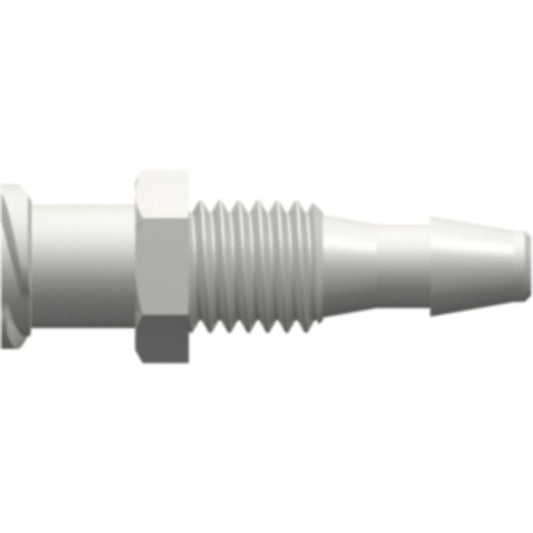 LinkTech Female Luer Thread Style Panel Mount 1/4-28 UNF to 200 Series Barb, 1/8" [3.2 mm] ID Tubing, White