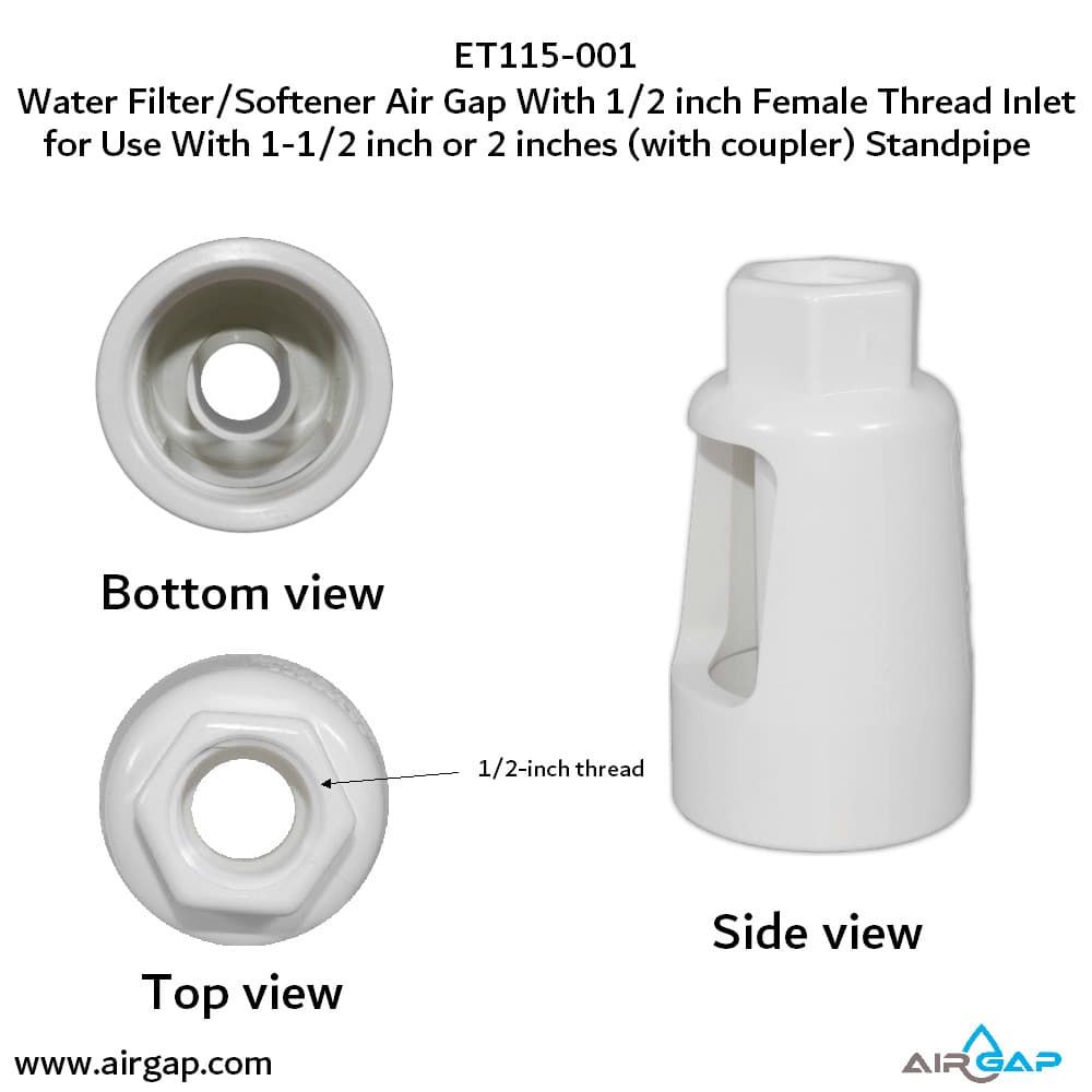 Standpipe Airgap - 1.5" PVC 40 / ABS,  1/2" FPT G15