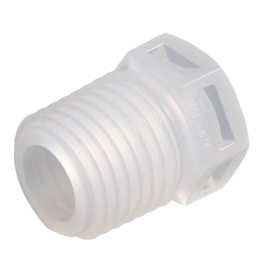 Colder N8P Plug Fitting, 1/4 NPT, Natural Polypropylene