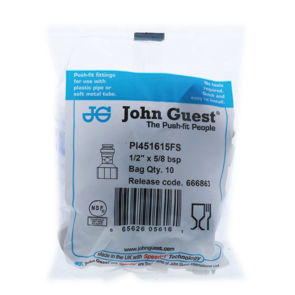John Guest Female Adapter BSPP - 1/2 x 5/8  BSPP