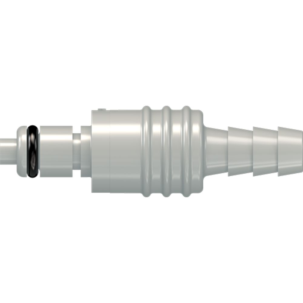 LinkTech 20PP Series Straight Male, Valved, 1/4" HB, Molded Grey Color, Polypropylene, EPDM