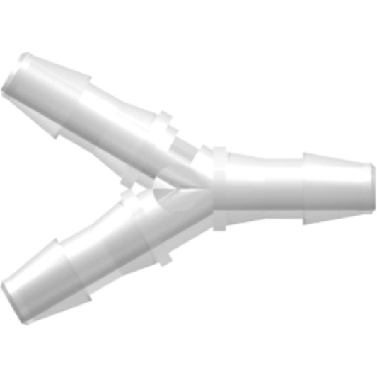 LinkTech Y Tube Fitting with 200 Series Barbs, 1/8" [3.2 mm] ID Tubing, Natural Polypropylene