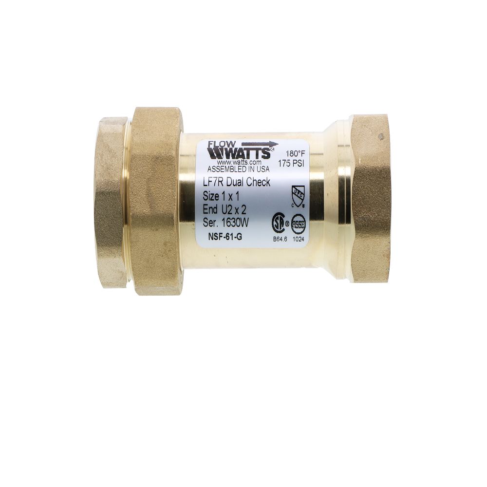 Watts LF7RU2-2 Lead Free Dual Check Valve 1 Union FNPT x 1 FNPT