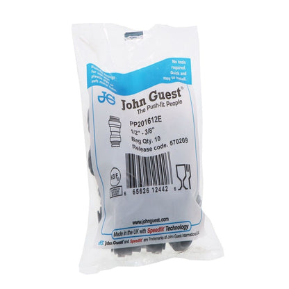 John Guest Reducing Union Black Polypropylene  - 1/2 x 3/8
