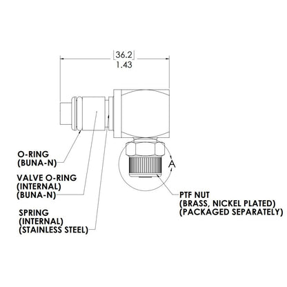 LinkTech 40CB Series Elbow Male, Valved, 1/4" PTF, Chrome Brass