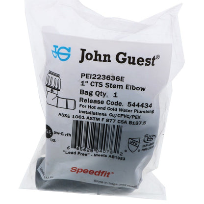 John Guest Black Plug-In Elbow - 1 CTS x 1 Stem