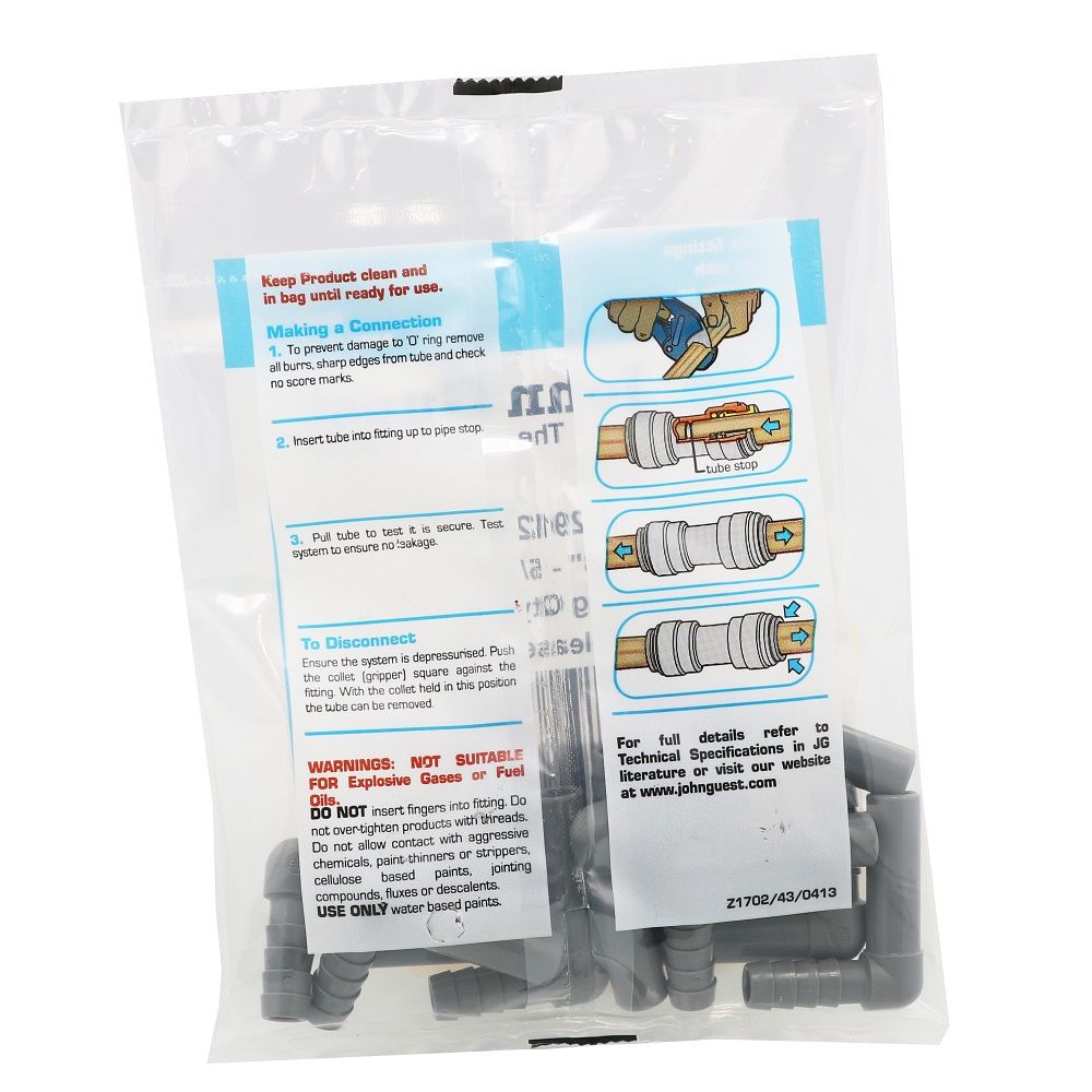 John Guest Superseal [both] Elbow Union - 3/8 x 5/16