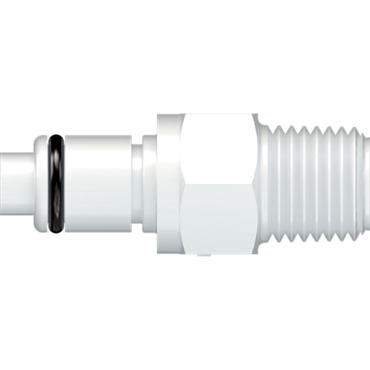 LinkTech 40AC Series Male Thread Male, Valved, 1/4" MNPT, Natural Acetal, Buna N
