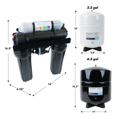 Neo-Pure Residential 4 Stage Full Solution RO System 25 GPD with Alkaline Remineralizer, Permeate Pump