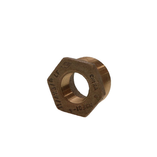 Lead Free Brass Hex Bushing 1-1/4 MPT x 3/4 FPT