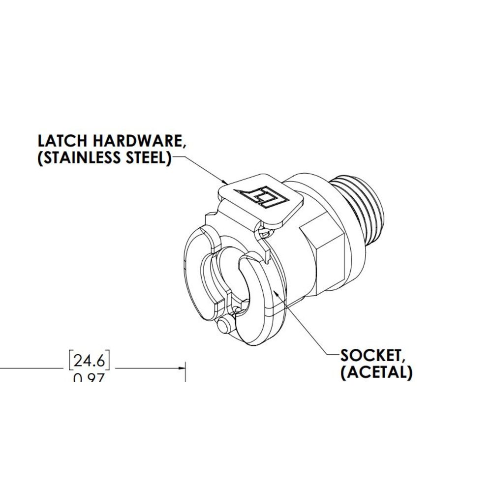 LinkTech 20AC Male Thread Socket, Valved, 1/8" Universal Thread