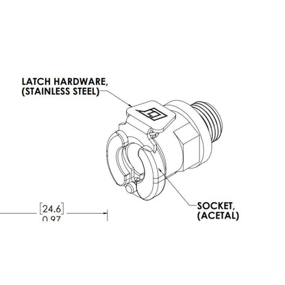 LinkTech 20AC Male Thread Socket, Valved, 1/8" Universal Thread