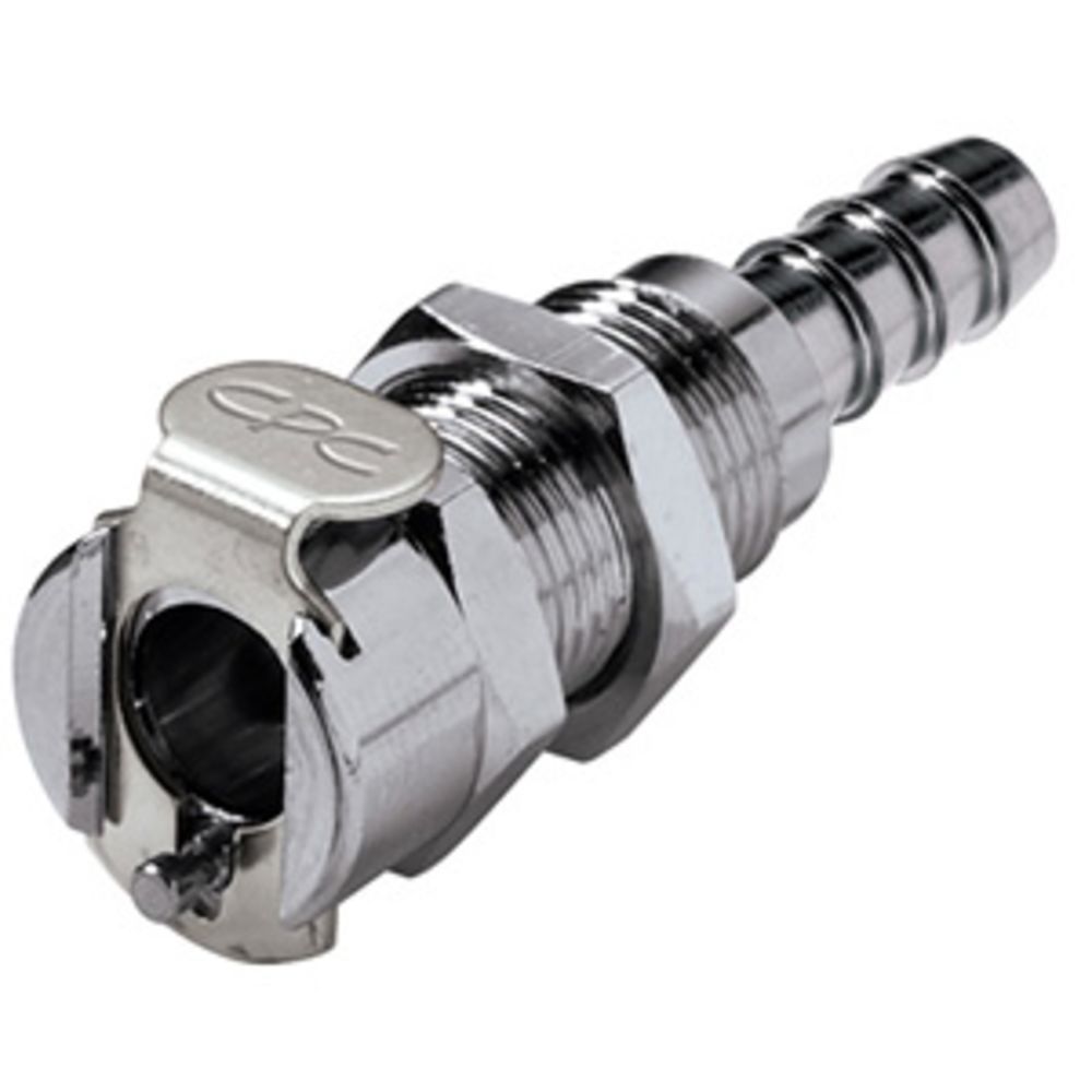 MCD1602 Valved Panel Mount Hose Barb Coupling Body 1/8 ID Barb