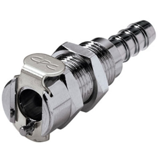 MCD1603 Valved Panel Mount Hose Barb Coupling Body 3/16 ID Barb