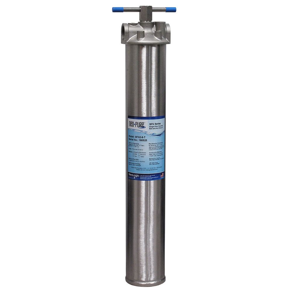 Single Filter Bolt/Nut Housing, 20", T-Handle 316L, 1" FPT