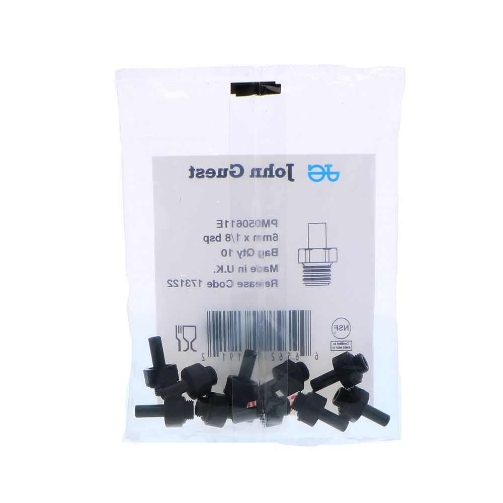 John Guest Stem Adapter BLACK ACETAL - 6mm x 1/8 BSP