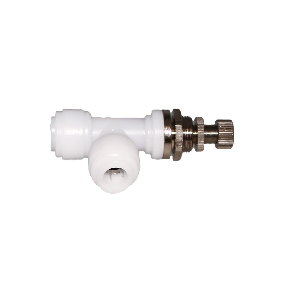 NeoFit - Acetal Natural White Flow Control Elbow Bulkhead 1/4" tube