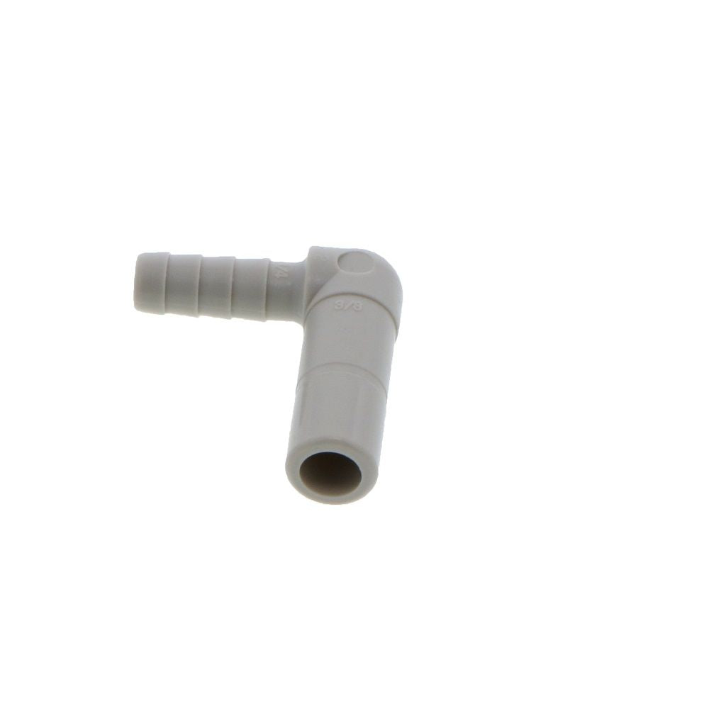 DMfit Stem Elbow Barb Connector  - 3/8" OD Stem x 1/4" ID Barb