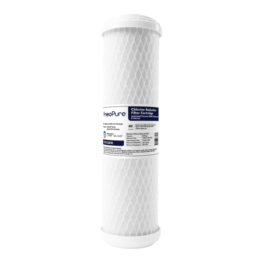 Neo-Pure CTO1-2510 9-7/8" x 2-1/2" Coconut Shell Carbon Block Filter 5 micron