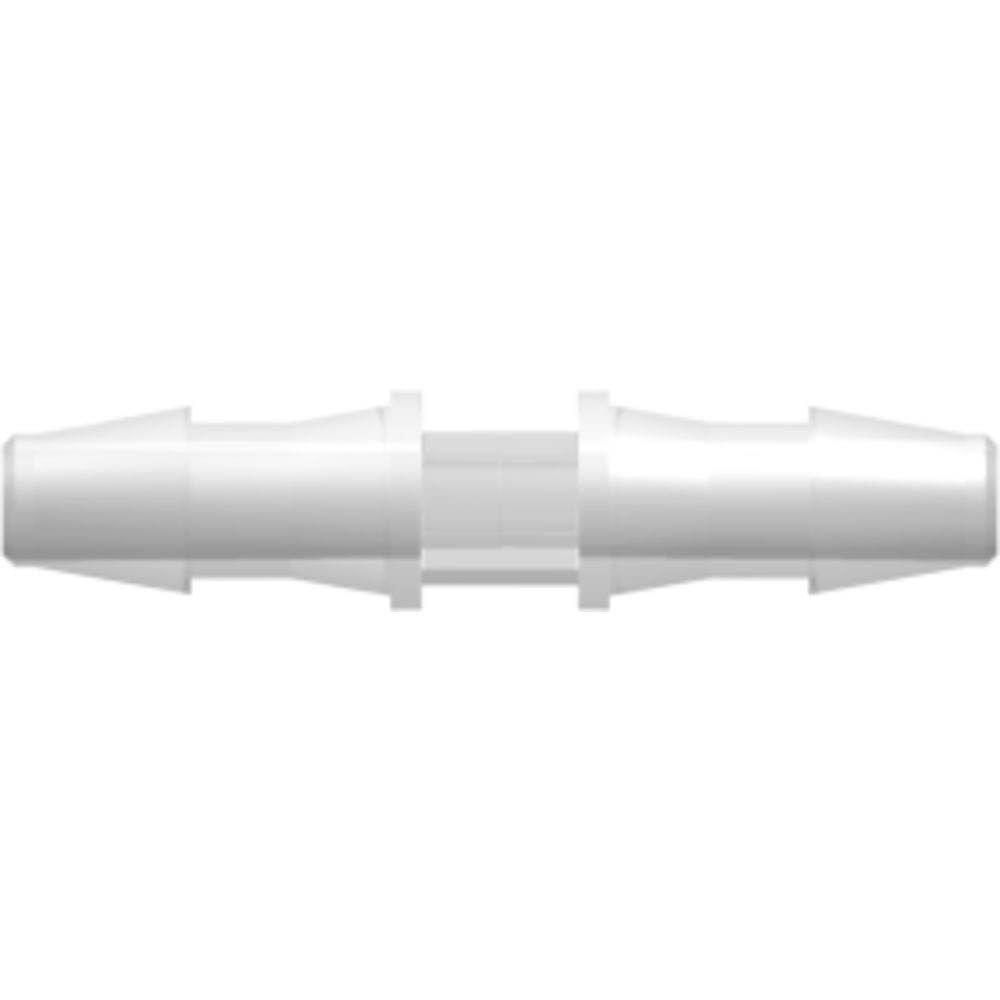 LinkTech Straight Through Tube Fitting with 200 Series Barbs, 1/8" [3.2 mm] ID Tubing, Natural Polypropylene