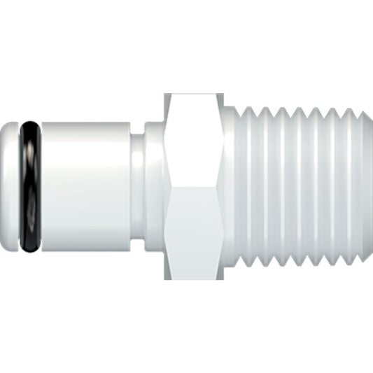 LinkTech 40AC Series Male Thread Male, Non-valved, 1/4" MNPT, Natural Acetal, Buna N