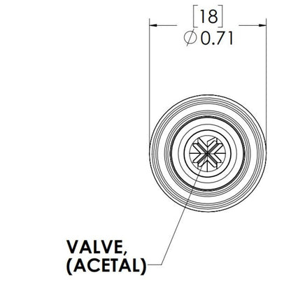 LinkTech 50AC Series Straight Male, Valved, 3/8" HB, Natural Acetal, Buna N