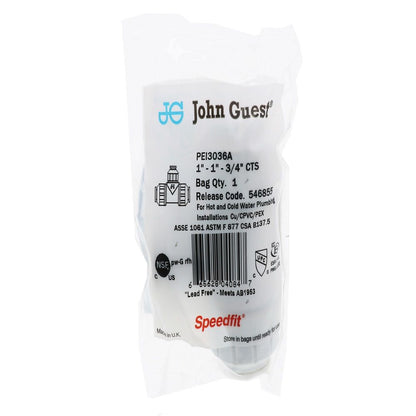John Guest Reducing Tee - 1 x 1 x 3/4 CTS