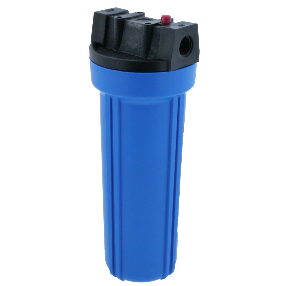10" Slim Line Filter Housing Blue Sump/ Black Boss Cap 3/8" PR
