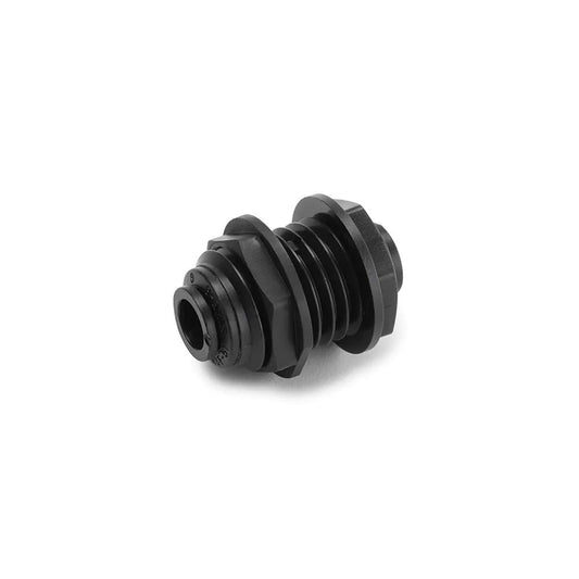 Black Kynar PVDF Bulkhead Union - 1/4 x 1/4