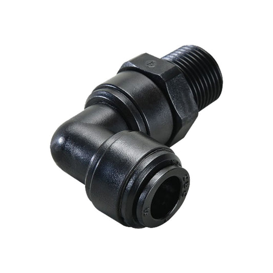 NeoFit - Black Male Elbow Swivel- 1/4" tube OD x 1/4" BSPT[PT]