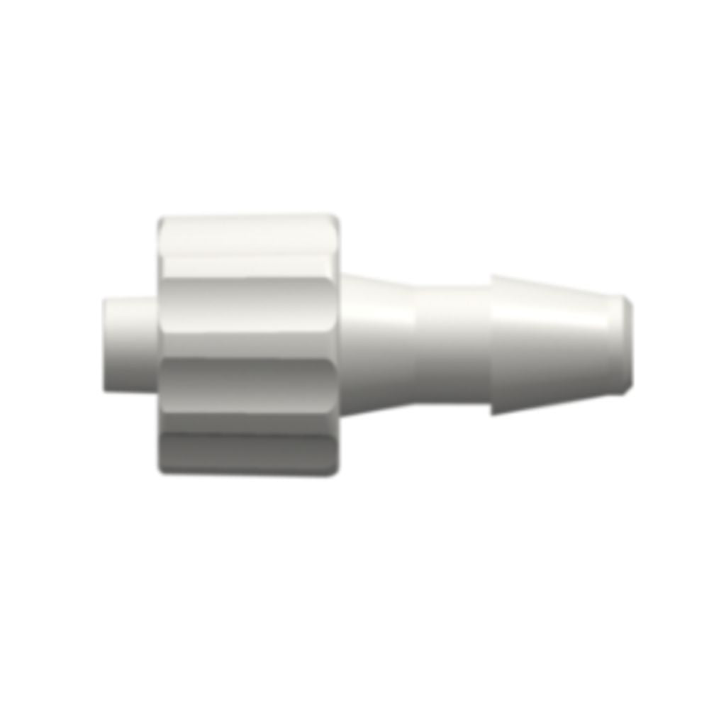 LinkTech Male Luer Integral Lock Ring to 200 Series Barb, 5/32" [4.0 mm] ID Tubing, White Nylon