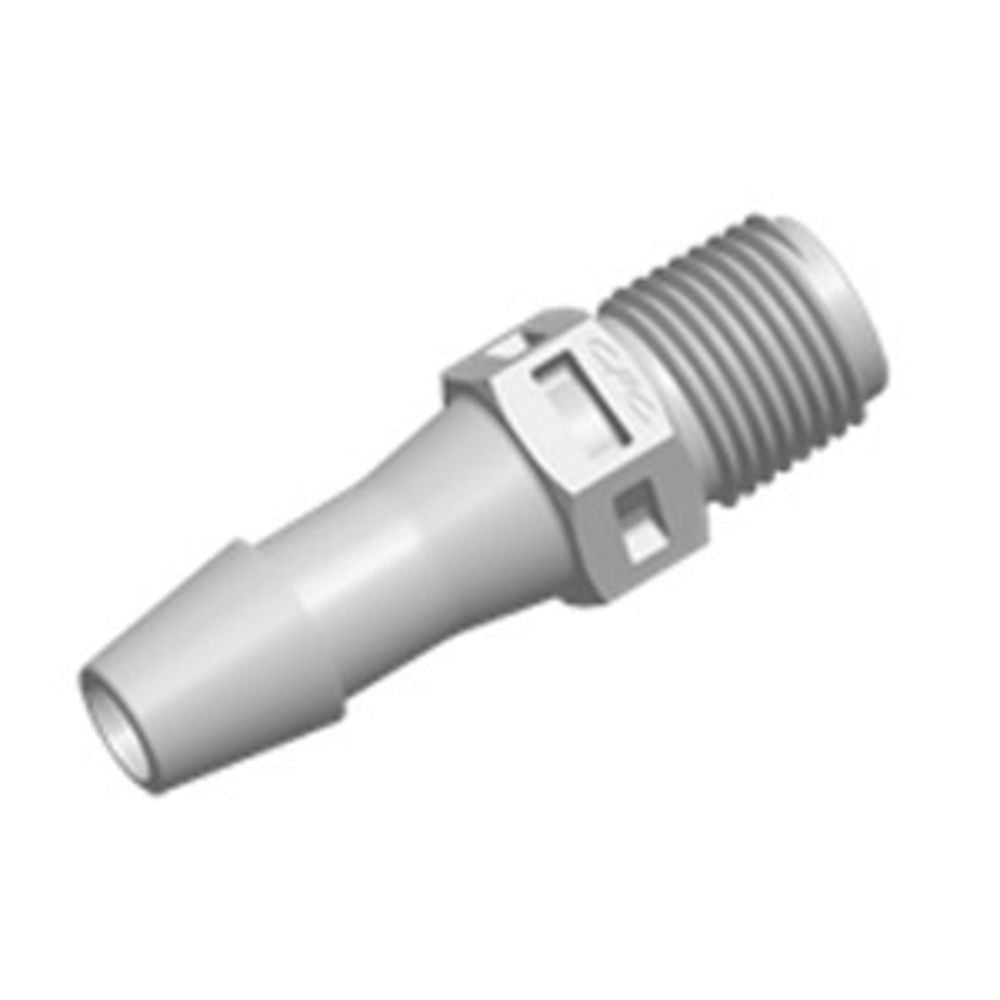FitQuik PVDF [Kynar] Thread to Tube Straight Fitting - 1/8 NPT to 1/4 ID Barb