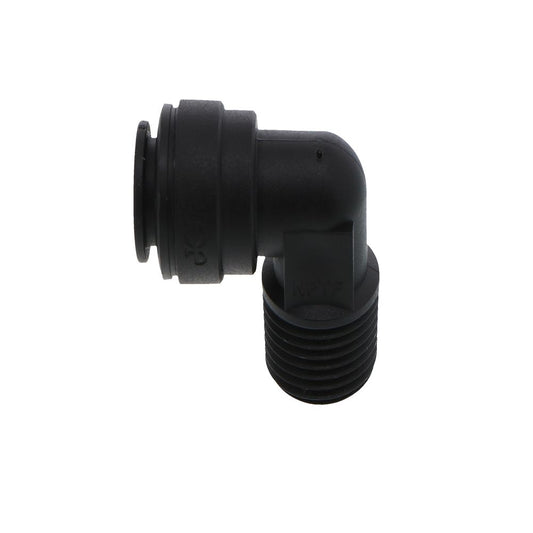 John Guest Fixed Elbow NPTF Black Polypropylene - 3/8 x 3/8 NPTF
