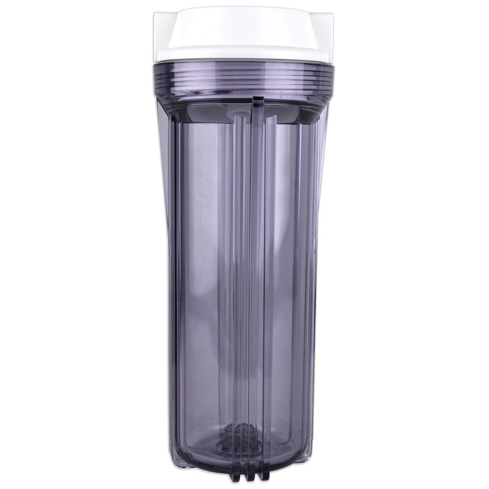 10" Neo-Pure SlimLine Filter Housing Clear Sump/Flat White Cap 1/2" No Pressure Relief