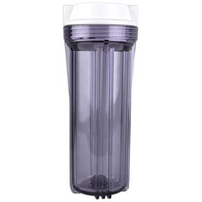 10" Neo-Pure SlimLine Filter Housing Clear Sump/Flat White Cap 1/2" No Pressure Relief