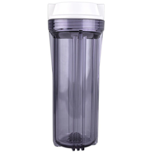 10" Neo-Pure SlimLine Filter Housing Clear Sump/Flat White Cap 1/2" No Pressure Relief
